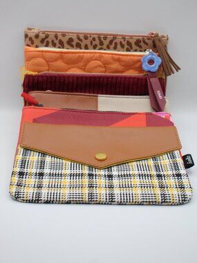 Lot of 6 Ipsy Cosmetic Bags (Fall/Orange) With Tetris Collaboration Bag